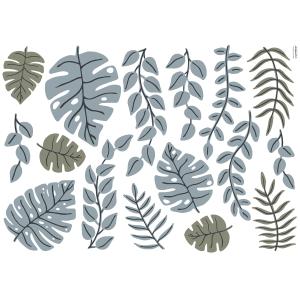 Stickers feuilles tropicales en Vinyle mat Vert 64x90 cm