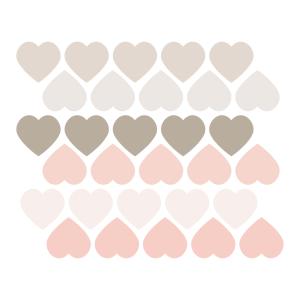 Stickers muraux en vinyle coeurs rose et gris tourterelle