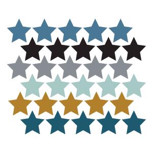 Stickers muraux en vinyle étoiles bleu et moutarde
