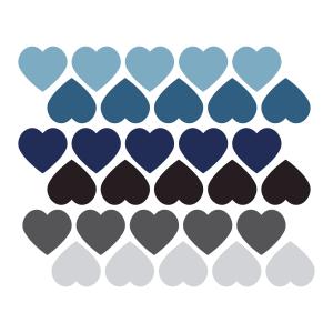 Stickers mureaux en vinyle coeurs bleu et gris