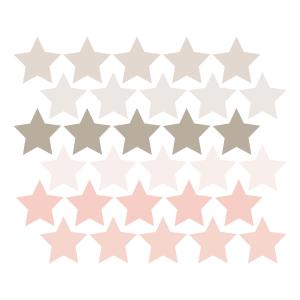Stickers mureaux en vinyle étoiles  rose et gris tourterell…