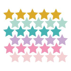 Stickers mureaux en vinyle étoiles rose et lilas