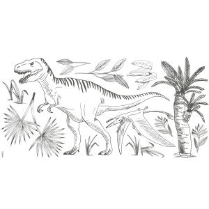 Stickers t-rex et palmier en Vinyle mat Gris anthracite 64x…