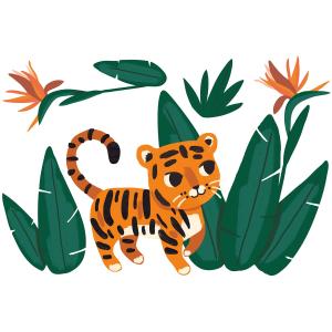 Stickers tigre, thème jungle en Vinyle mat Vert
