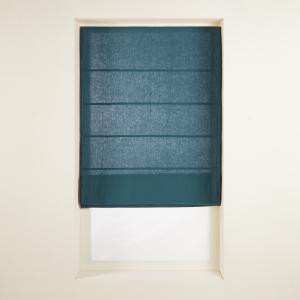 Store bateau 45x220 cm Pétrole et bourdon noir en Lin