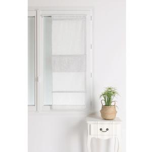 Store bateau en étamine unie polyester blanc 60 x 180cm