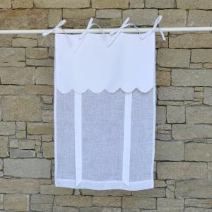 Store en lin blanc avec festons 53X160 CM