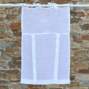 Store en lin blanc avec monogramme 60X120 CM