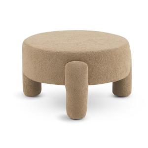 Structure du pouf et pieds tapissés en beige bouclé