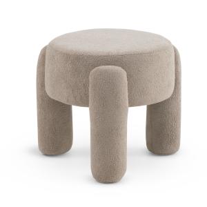 Structure du pouf et pieds tapissés en boucle taupe