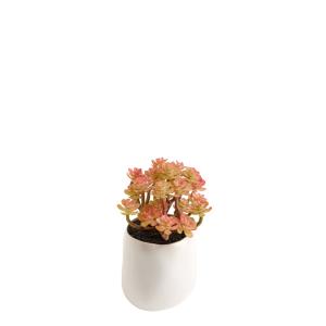 Succulente en pot artificielle en argile orange et vert H12