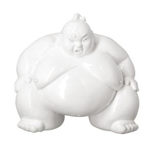 Sumo en résine laquée blanche