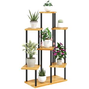 Support à plantes 7 niveaux intérieur extérieur acier et bo…