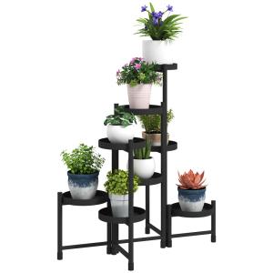Support plantes intérieur 8 niveaux en acier noir