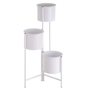 Support pot plante triple articulé métal blanc 38x19x65cm