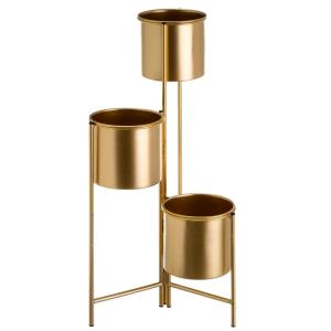 Support pot plante triple articulé métal doré 38x19x65cm