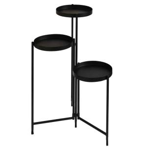 Support pot plante triple articulé métal noir 50x24.5x69cm