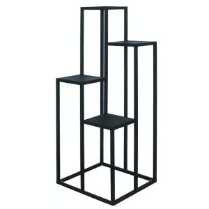 Support pots plantes étagé en métal noir 48x48x132cm