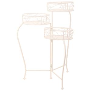 Support pour 3 pots en fer forgé blanc 29x33x65