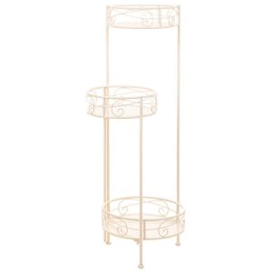 Support pour 3 pots en fer forgé blanc 30x25x90