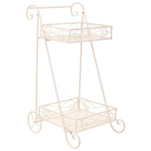 Supports de pots de fleurs en fer forgé blanc 40x34x76