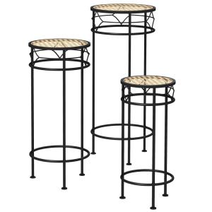 Supports pour plantes ronds empilables métal noir & doré
