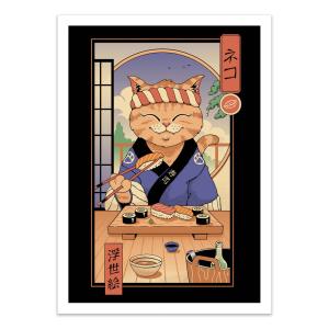 SUSHI CAT IN EDO - VINCENT TRINIDAD - Affiche d'art 50 x 70…