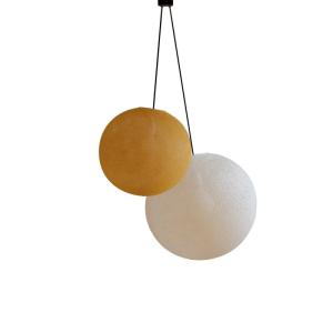 suspension 2 globes s-m-camel-ecru