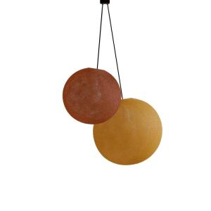 suspension 2 globes s-m-havane-camel