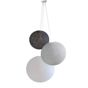 suspension 3 globes anthracite - perle - blanc