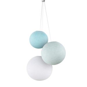 Suspension 3 globes ciel-azur-blanc