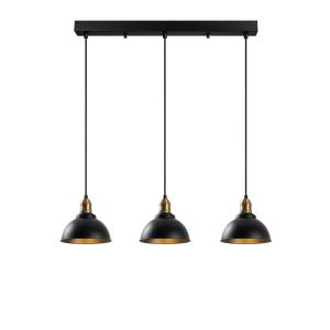 Suspension 3 lampes noir/doré pour îlot