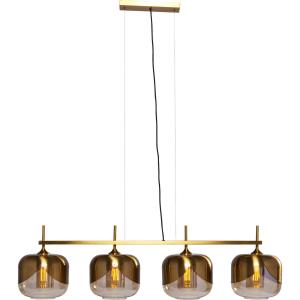 Suspension 4 abat-jours en acier doré et verre