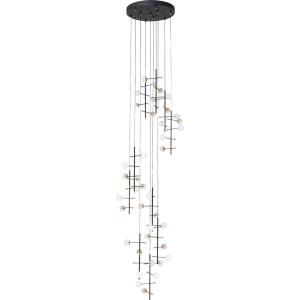 Suspension 40 globes en verre blanc et acier noir