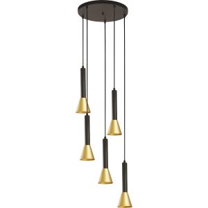 Suspension 5 lumières métal noir mat et doré gu10- D37cm