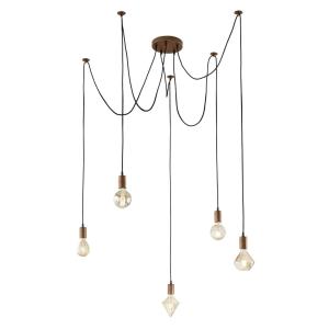 Suspension 5xE27 cuivre antique