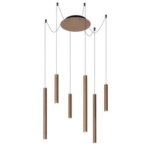 Suspension 6 lumières grappe h130cm marron