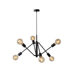 Suspension 6 lumières orientable h177cm noir