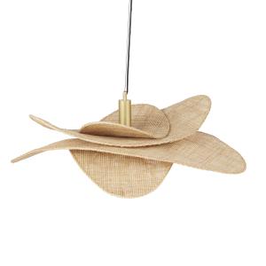 Suspension aérienne en rabane de rotin et métal doré