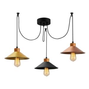 Suspension araignée 3 lampes noir/doré