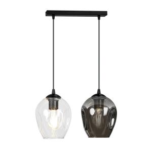 Suspension avec 2 abat-jour en verre multicolore et côtés e…