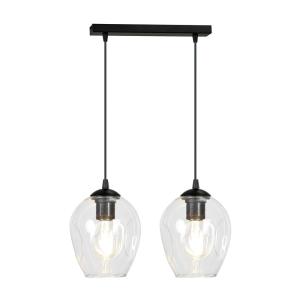 Suspension avec 2 abat-jour en verre transparent et côtés e…