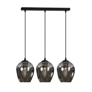 Suspension avec 3 abat-jour graphite et hauteur réglable