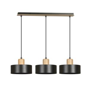 Suspension avec 3 abat-jour réglables en hauteur noir et bo…