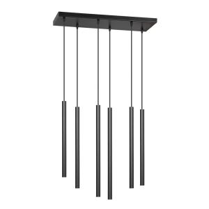 Suspension avec 6 abat-jour cylindriques en métal noir ø3cm…