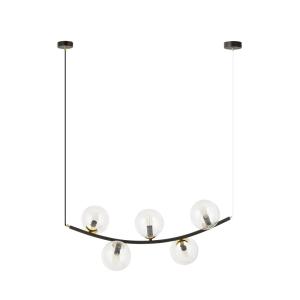 Suspension avec barre en métal et 5 sphères en verre sur le…