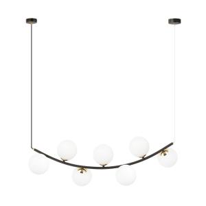 Suspension avec structure incurvée et 7 sphères blanches