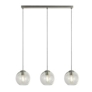 Suspension barre 3 lumières métal verre chrome blanc clair…