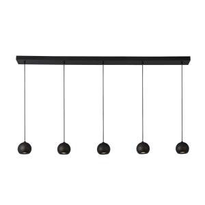 Suspension barre 5 lumières métal noir sablé gu10 - L160cm…