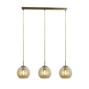 Suspension barre de 3 lumières métal et verre cuivre - L150…